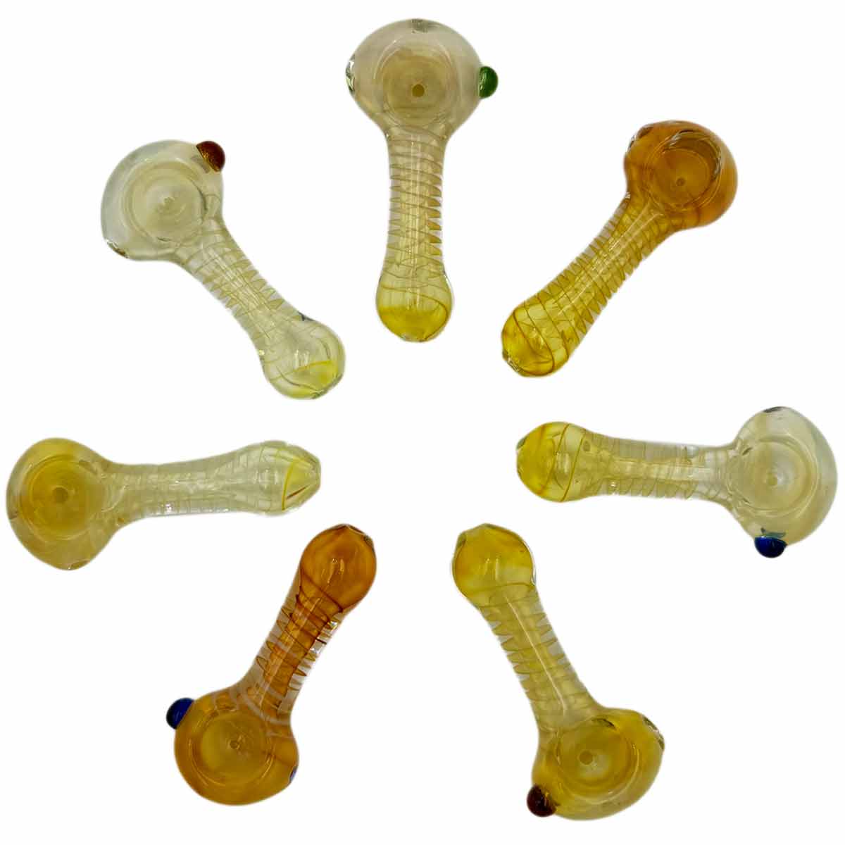 3” - 3.5" Fumed Glass Hand Pipe w/ Twisted Design -Assorted Styles [HP-G-242]