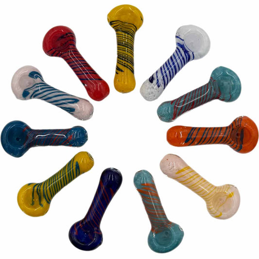 3.5”-3.75” Glass Frit & Swirl Hand Pipe - Assorted Colors [HP-G-251]