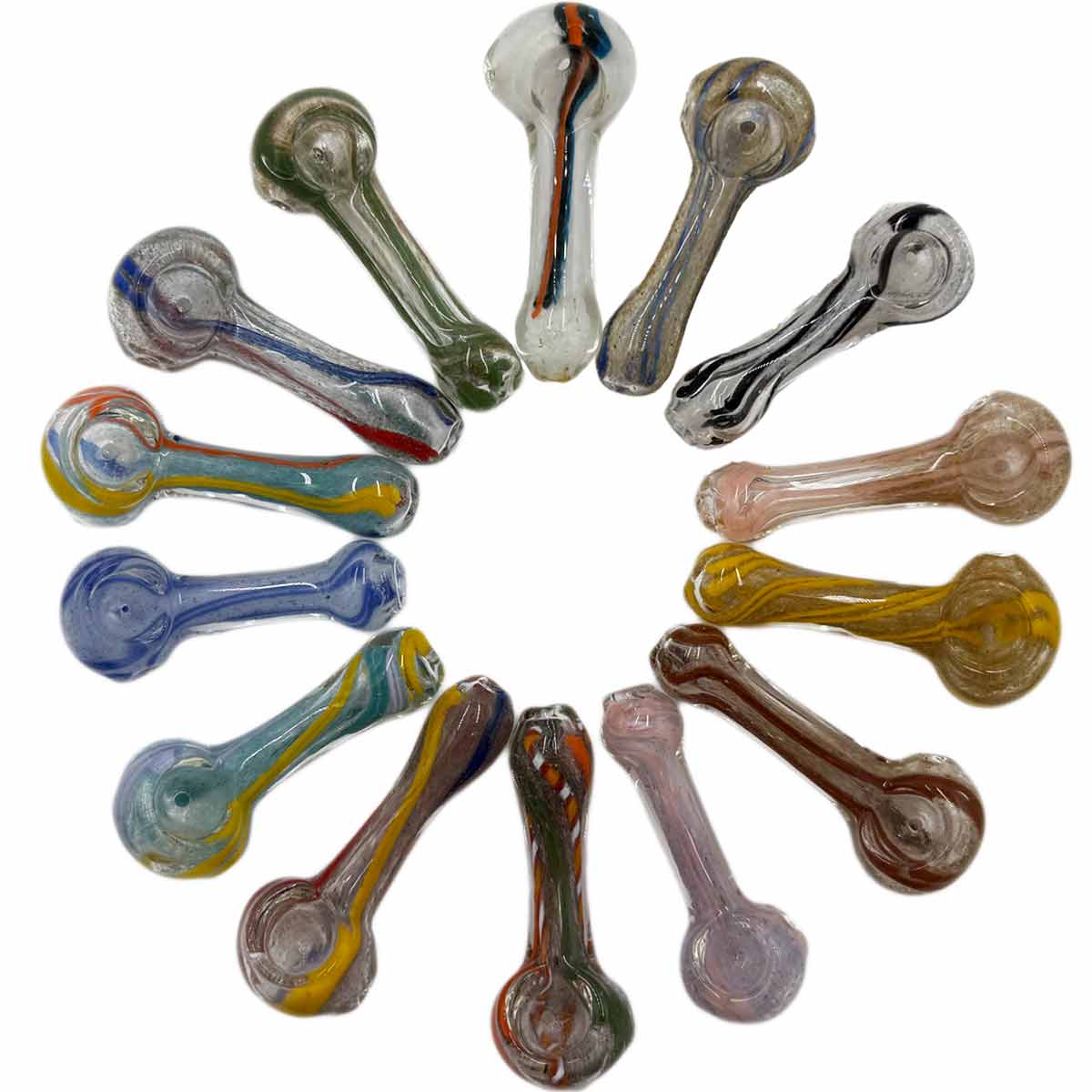 3"-3.5” Glass Frit & Swirl  Hand Pipe - Assorted Colors [HP-G-252]