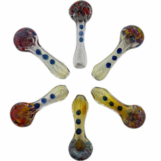 3.75”-4" Fumed Glass Frit Hand Pipe - Assorted Colors [HP-G-255]