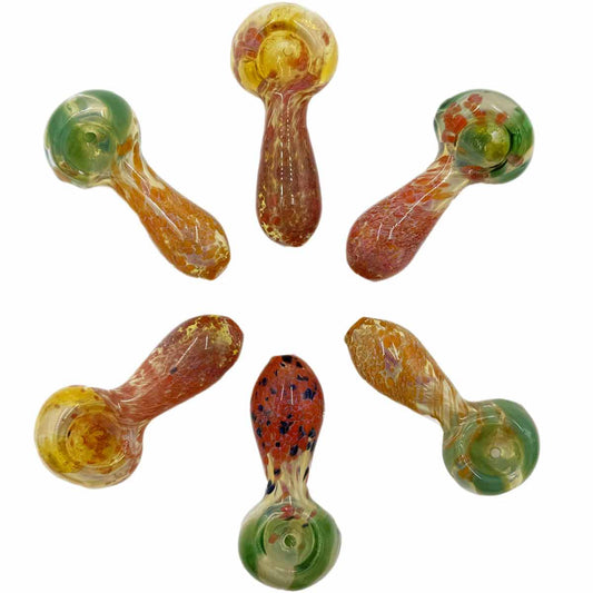 3.25”-3.5” Fumed Glass Frit Hand Pipe - Assorted Colors [HP-G-250E]