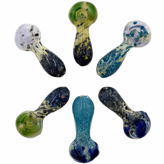 3.25”-3.5” Fumed Glass Frit Hand Pipe - Colors Pictured [HP-G-250D]