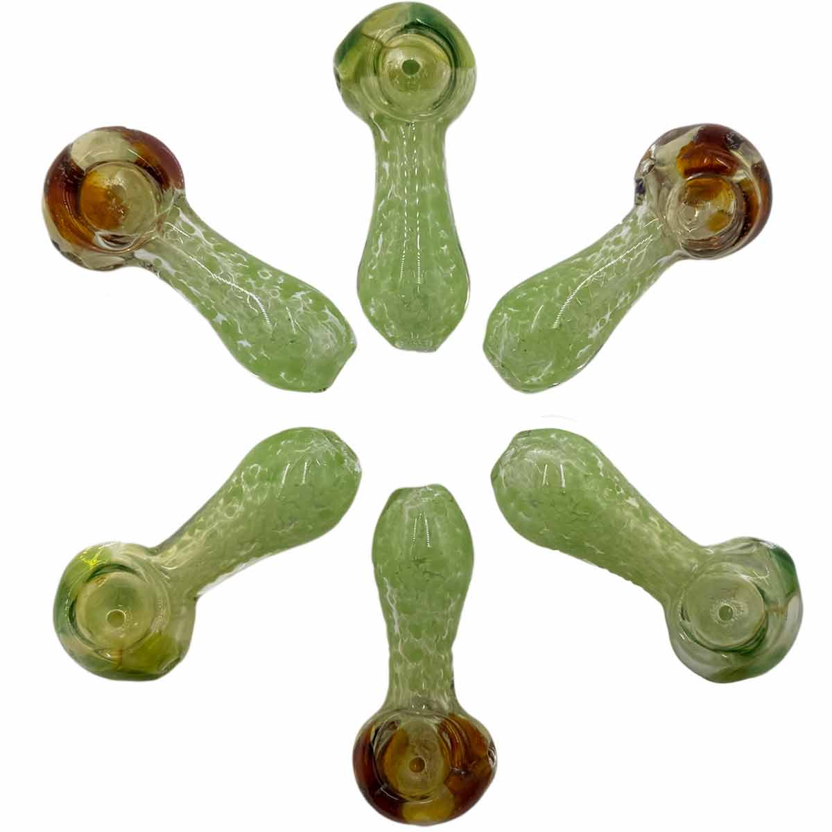 3.25”-3.5” Fumed Glass Frit Hand Pipe - Slime Green [HP-G-250A]
