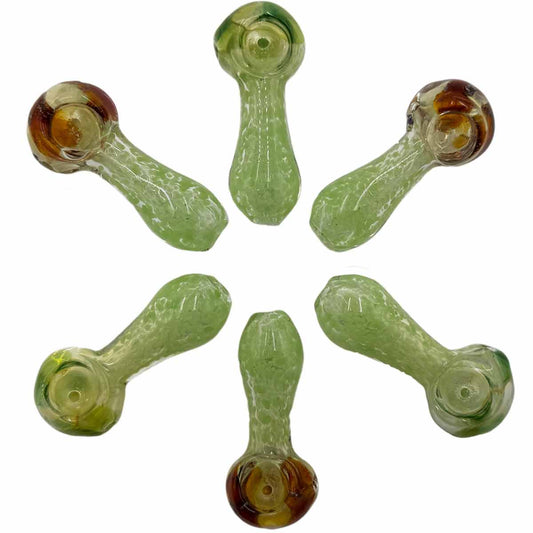 3.25”-3.5” Fumed Glass Frit Hand Pipe - Slime Green [HP-G-250A]