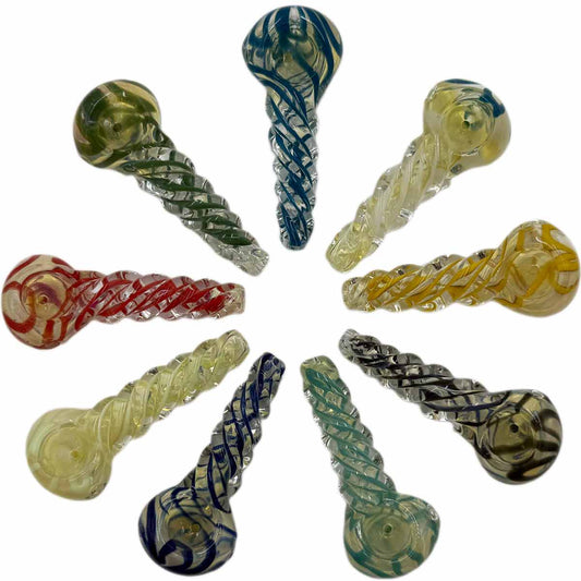 3.5”-3.75” Glass Twisted Hand Pipe - Assorted Colors [HP-G-256]