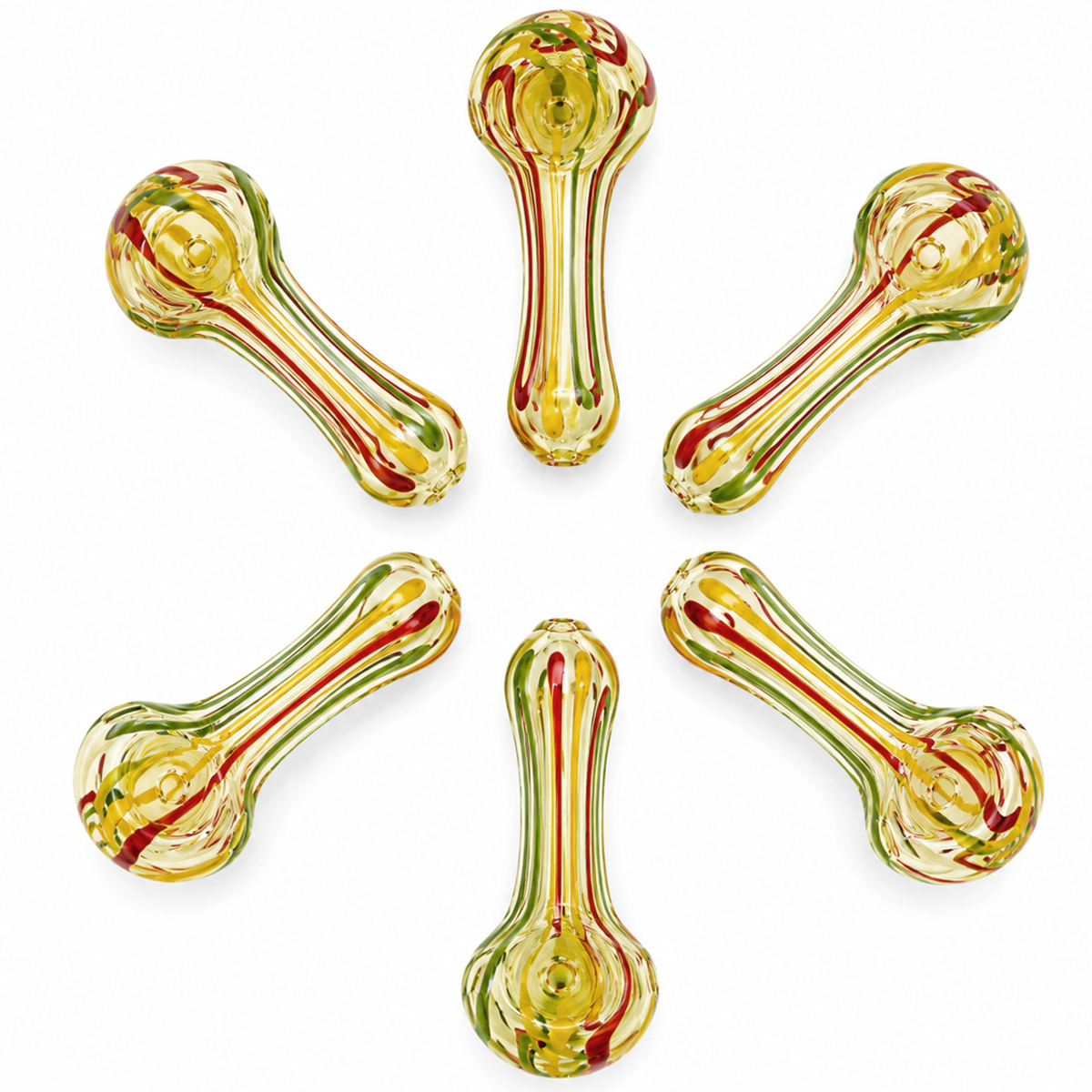 3” - 3.5” Glass Fumed & Inside-Out Ribbon Hand Pipe - Gold Colors [HP-G-258B]