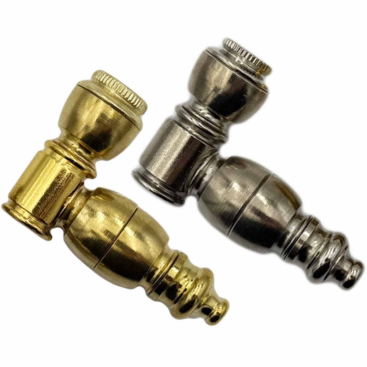 2.5" Metal Hand Pipe w/ Cap - Brass or Nickel [HP-M-4008]