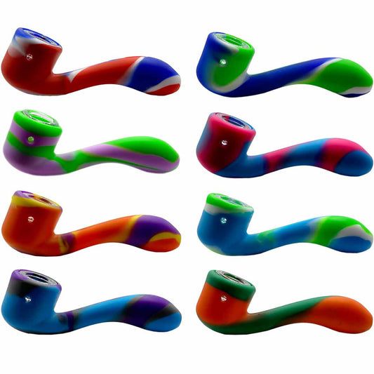 5" Silicone Sherlock Pipe w/ Glass Bowl - Assorted Colors [HP-S-117A]
