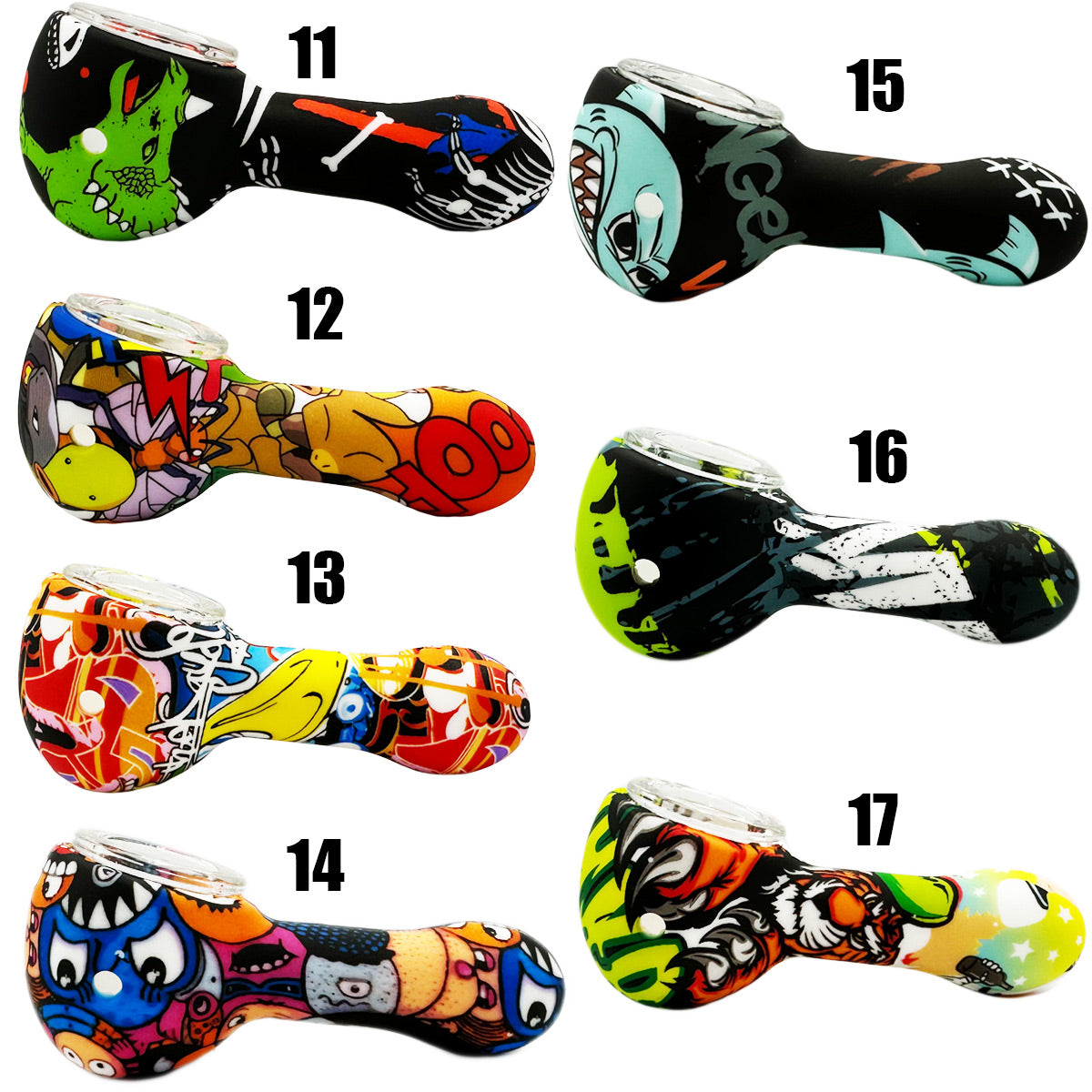3.25" Silicone Hand Pipe w/ Glass Bowl - Now 20 Prints to Choose From [HP-S-127B]