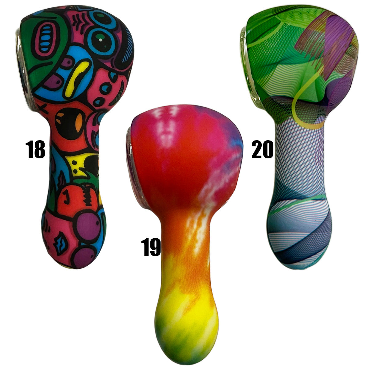 3.25" Silicone Hand Pipe w/ Glass Bowl - Now 20 Prints to Choose From [HP-S-127B]