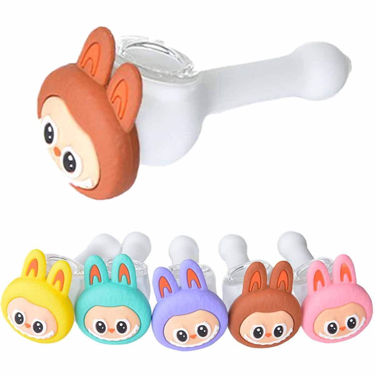 4" Silicone Character Hand Pipes - Assorted Colors [HP-S-184]