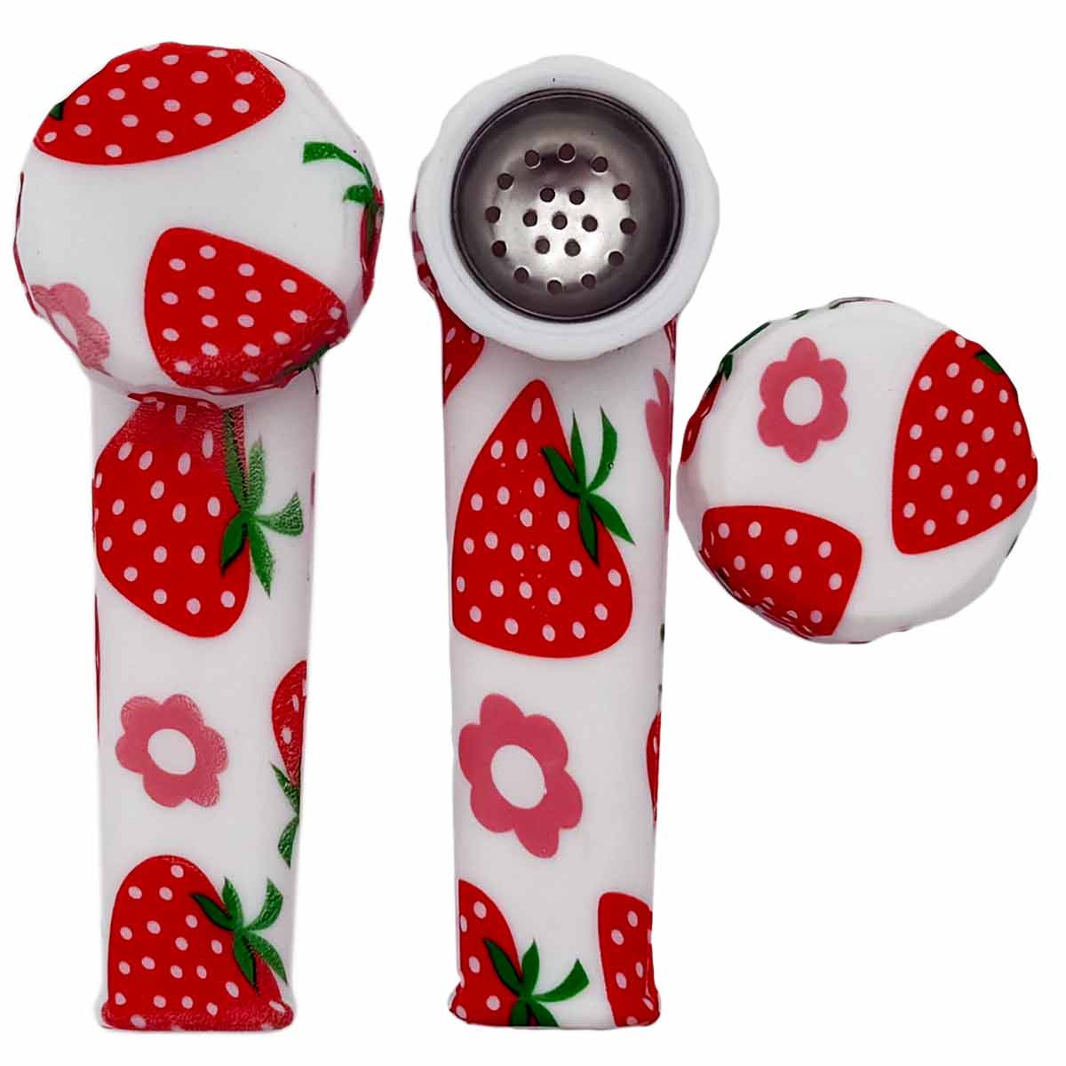 3.5" Silicone Hand Pipe w/ Metal Bowl, Lid & Carb in - Choose From Over 40 Prints! [HP-S-36]