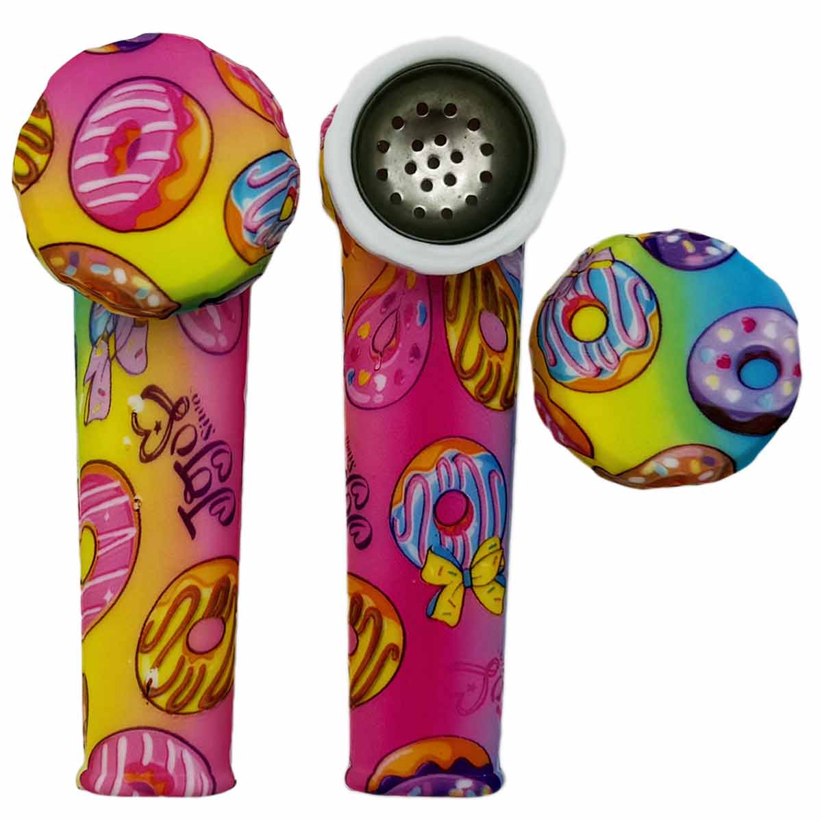 3.5" Silicone Hand Pipe w/ Metal Bowl, Lid & Carb in - Choose From Over 40 Prints! [HP-S-36]