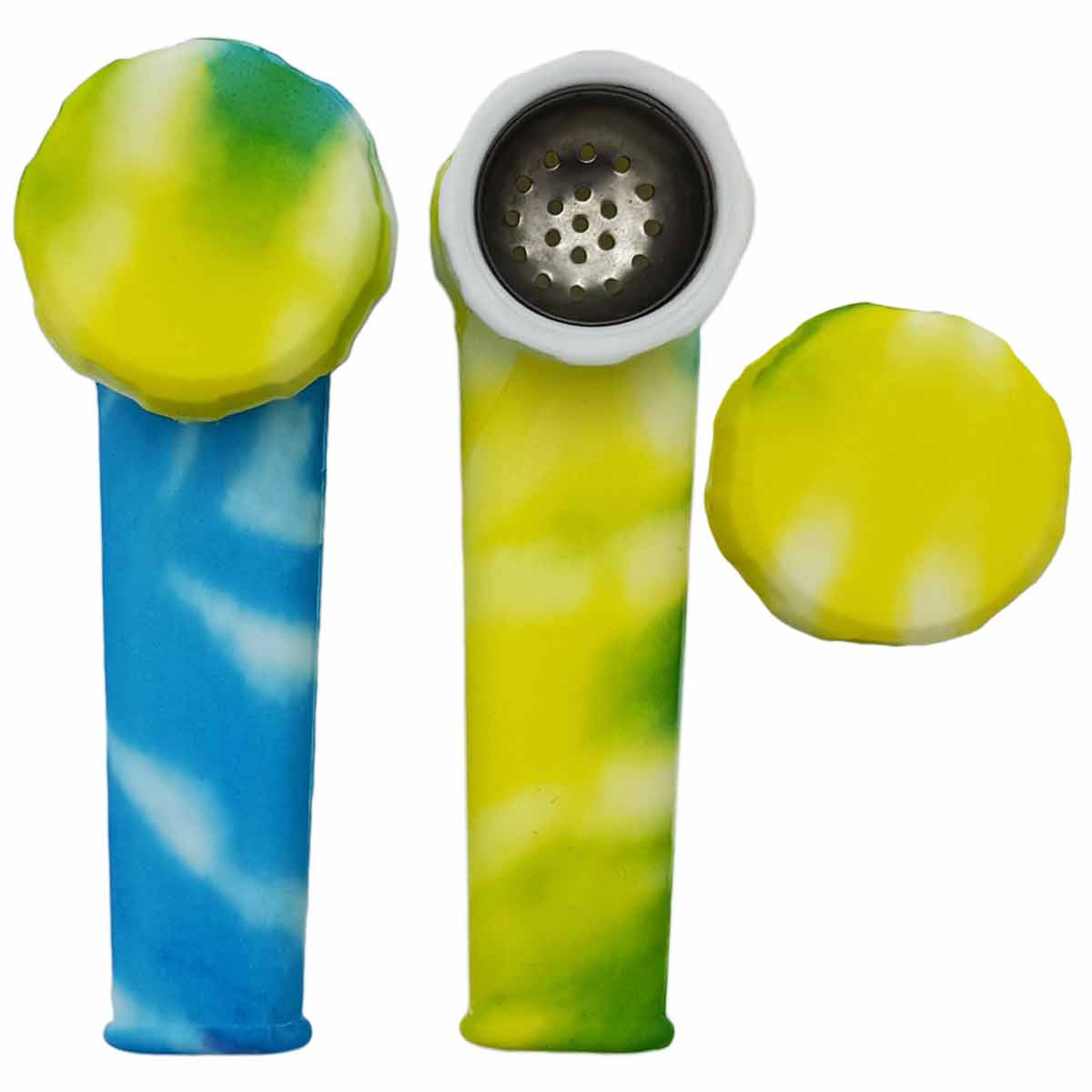 3.5" Silicone Hand Pipe w/ Metal Bowl, Lid & Carb in - Choose From Over 40 Prints! [HP-S-36]