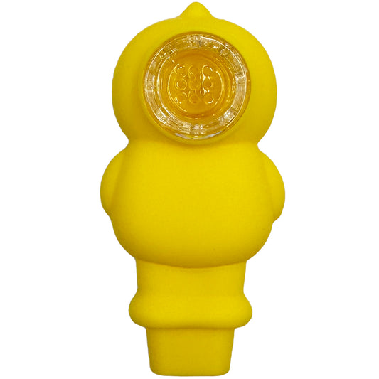 3.25” Silicone Glossy Eyed Rubber Ducky Hand Pipe w/ Glass Bowl [HP-S-179]