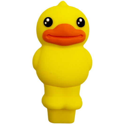 3.25” Silicone Glossy Eyed Rubber Ducky Hand Pipe w/ Glass Bowl [HP-S-179]