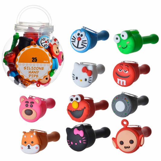 4" Silicone Character Hand Pipes - 10 Styles [HP-S-182]