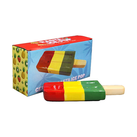 Roast & Toast Ceramic Pipe w/ Gift Box - Rasta Ice Pop  [HP-C-FC-17]