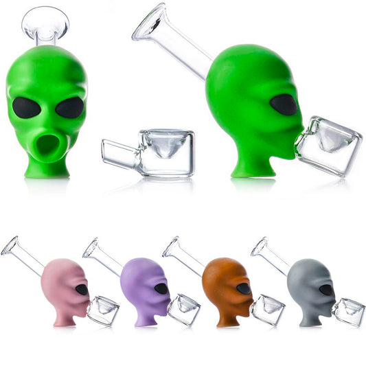 5" Hybrid Alien Glass & Silicone Hand Pipe - Assorted Colors [HP-G-216]