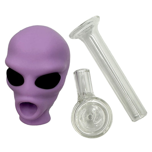 5" Hybrid Alien Glass & Silicone Hand Pipe - Assorted Colors [HP-G-216]