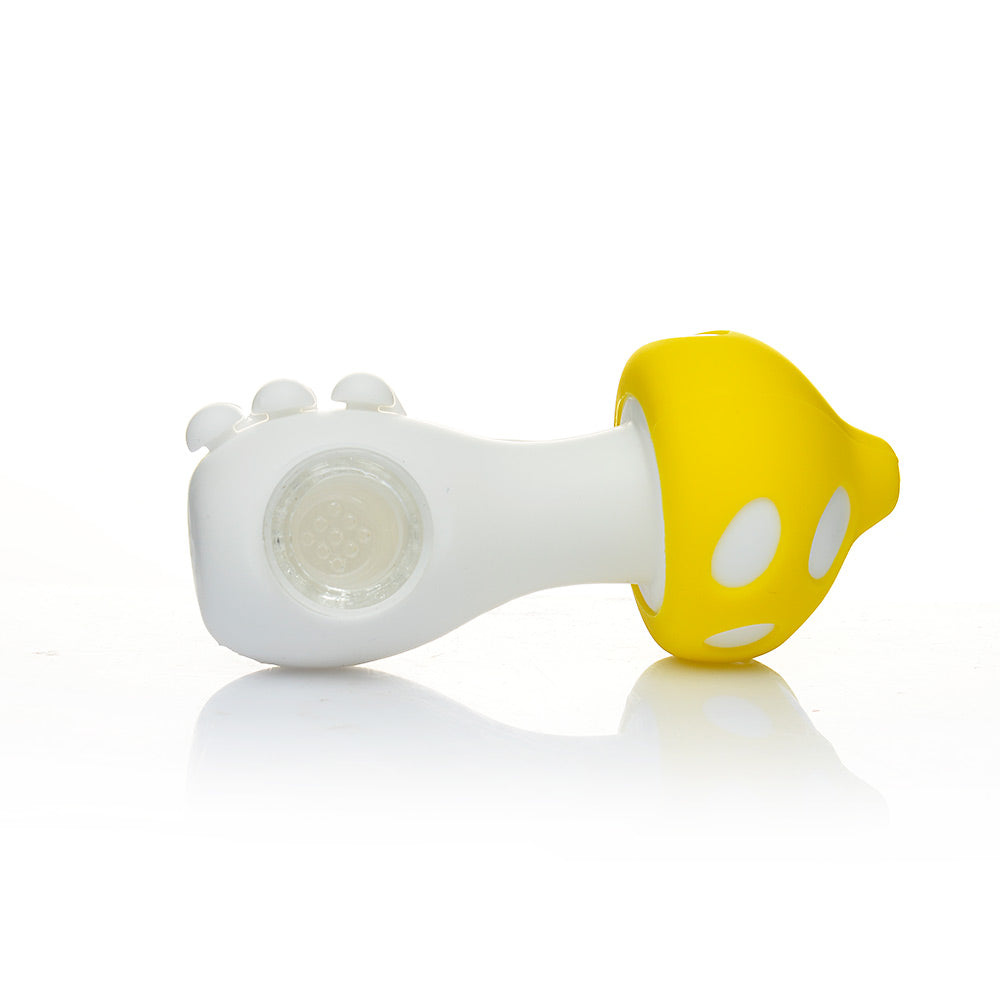 4.5" Silicone Mushroom Pipe w/ Glass Bowl - Assorted Colors [HP-S-118]