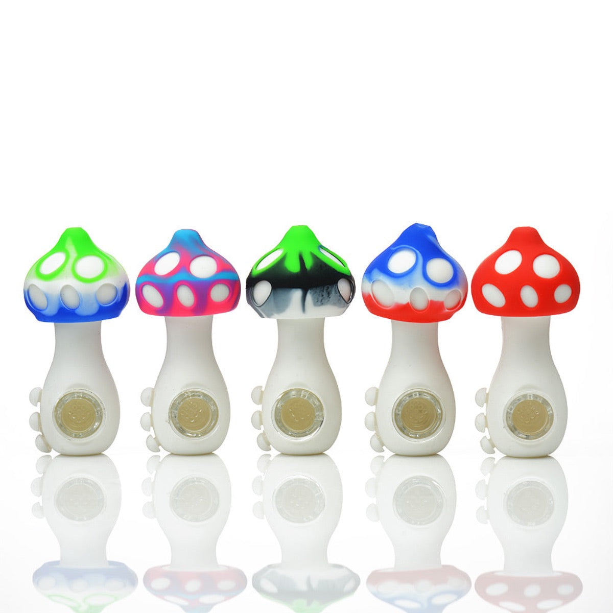 4.5" Silicone Mushroom Pipe w/ Glass Bowl - Assorted Colors [HP-S-118]