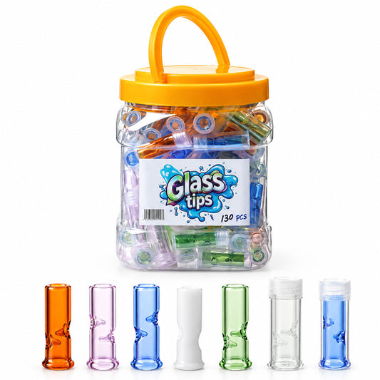 1.5" Glass Joint Filter Tips in individual Smell Proof Containers - 5ct or 130ct [JT-2]