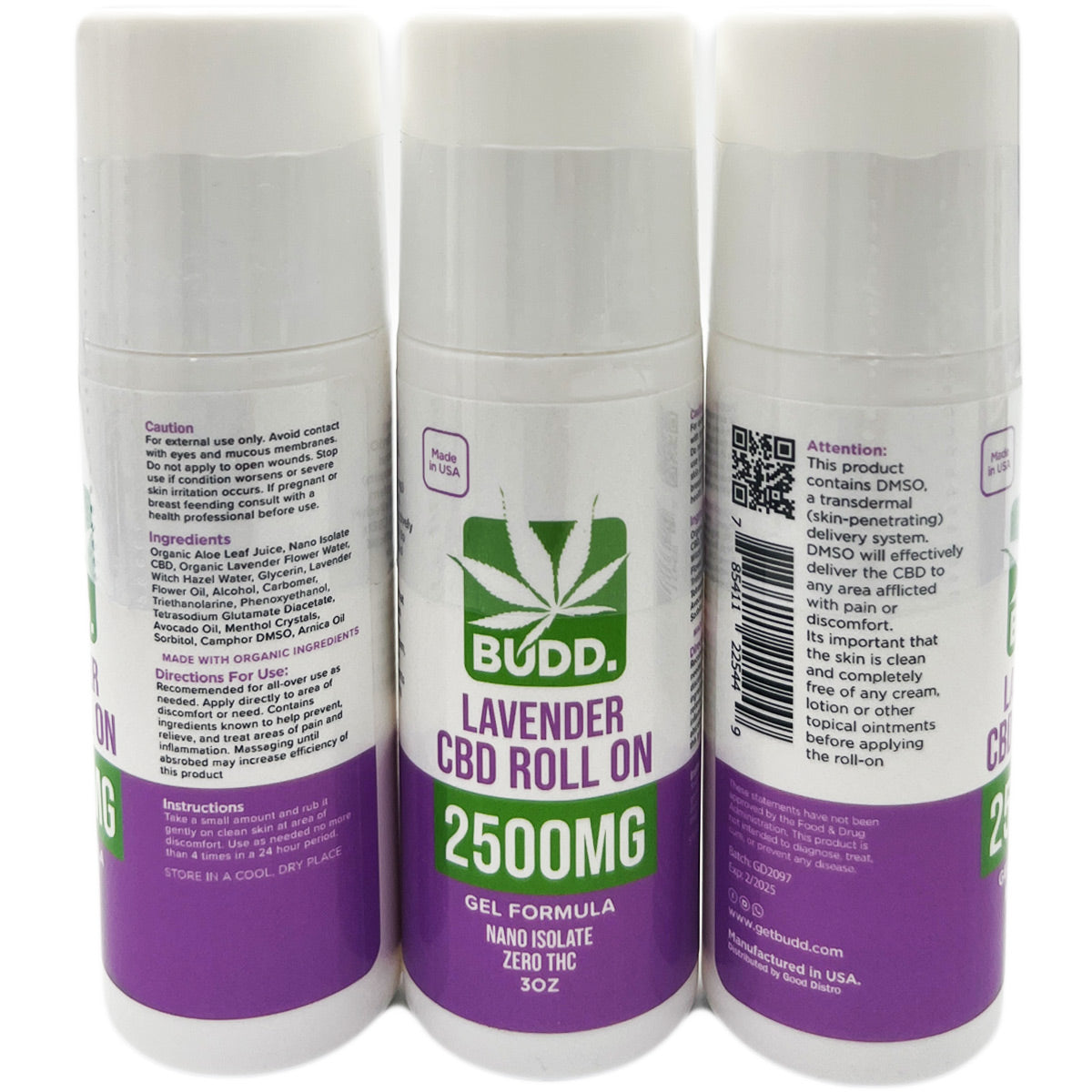 Budd. Nano Amplified Lavender Roll On 2,500mg [C-B-RO-2500]