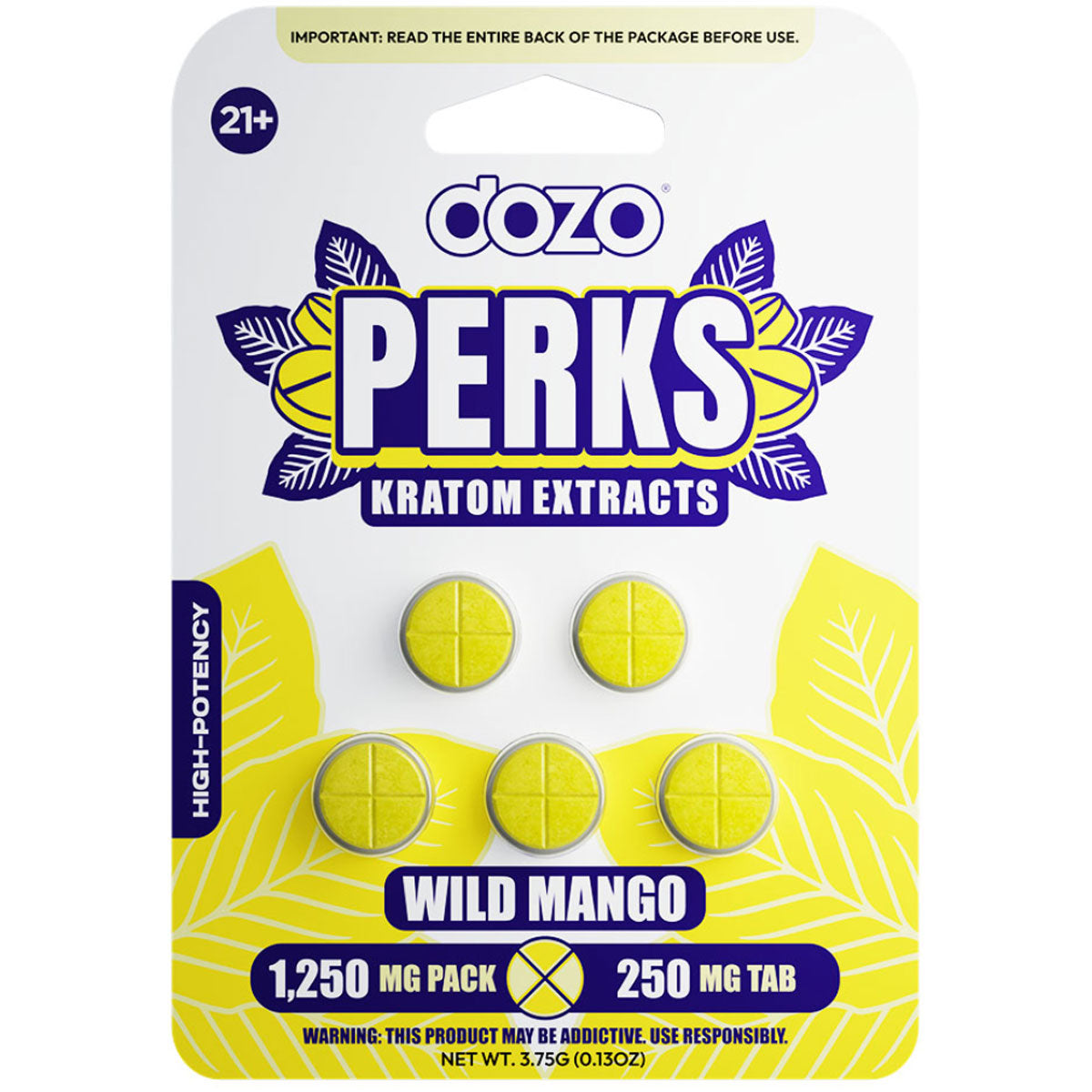 NEW DOZO Mitragynine Extract - 5Ct 250mg Tabs - 3 Flavors [K-DP-5C-250]