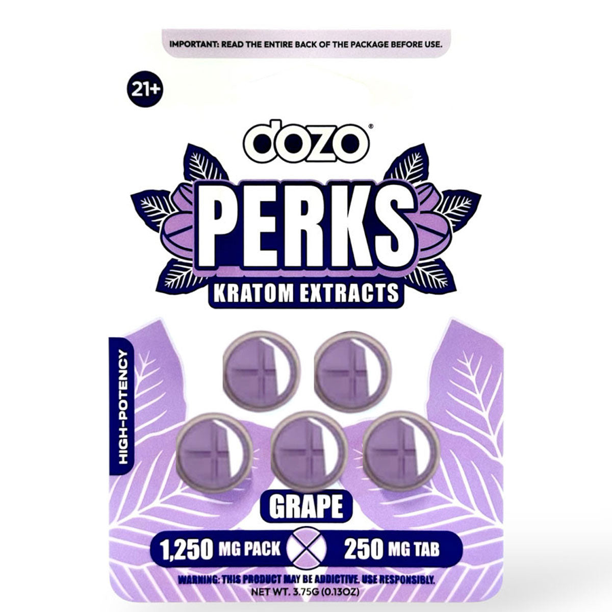 NEW DOZO Mitragynine Extract - 5Ct 250mg Tabs - 3 Flavors [K-DP-5C-250]