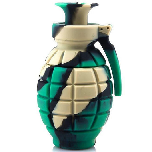 6.25" 14mm Silicone Grenade Nectar Collector w/ Nail & Large Dab Tool - Holds Water - Assorted Colors [NC-S-12A]