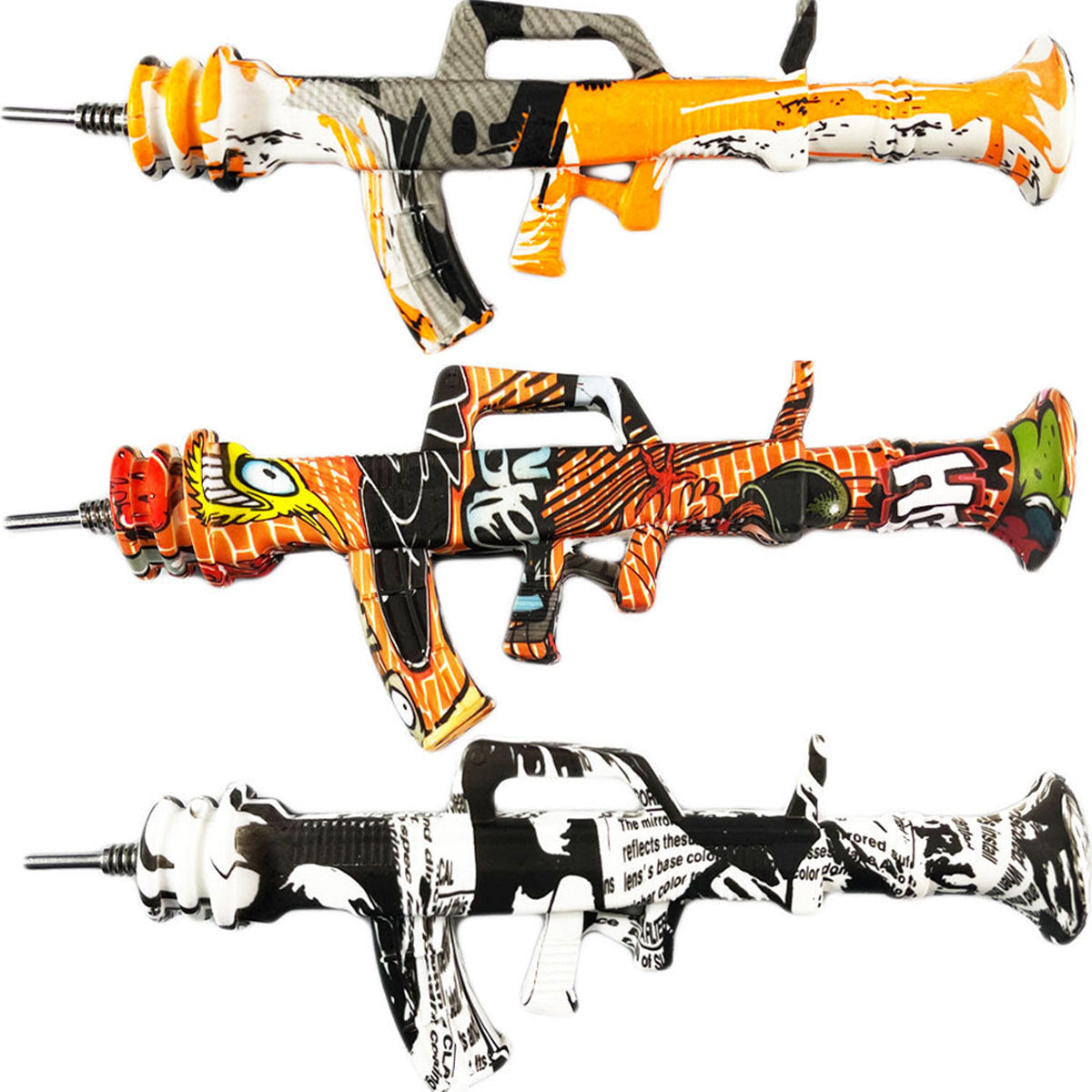 9.5" 10mm Silicone Gun Nectar Collector - Assorted Prints [NC-S-48F]