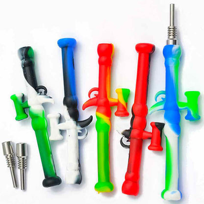 6" 10mm Silicone Gun Nectar Collector - Assorted Colors [NC-S-48A]