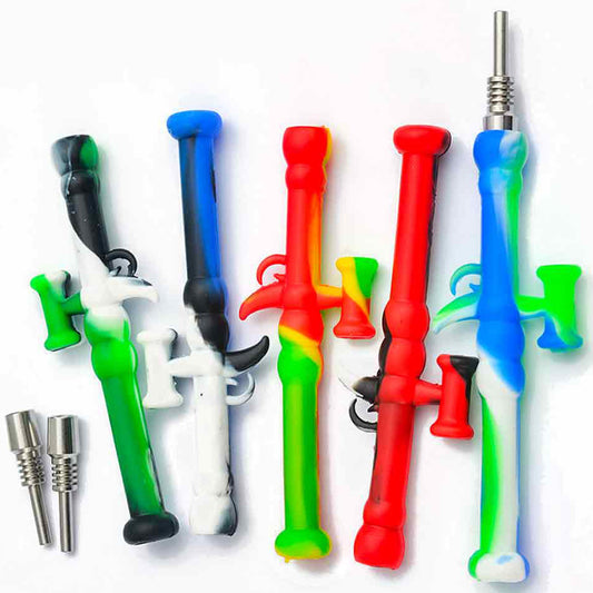 6" 10mm Silicone Gun Nectar Collector - Assorted Colors [NC-S-48A]
