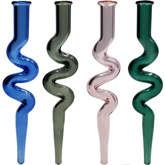 6.25” Glass Honey Dab Straw w/ Zigzag Design - Assorted Colors [NC-G-54F]