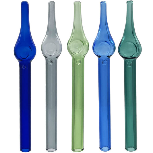 6” Glass Dab Straw w/ Finger Grip - Assorted Colors [NC-G-54E]