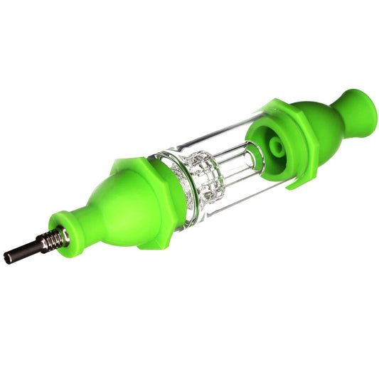 9.75" 10mm Silicone & Glass Nectar Collector w/ Perc & Ti Nail - Gift Box - Assorted Colors [NC-H-56]
