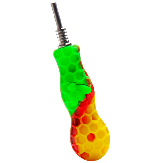 4.5" 10mm Silicone Honeycomb Pocket Nectar Collector w/ Bee - Assorted Colors [NC-S-60B]