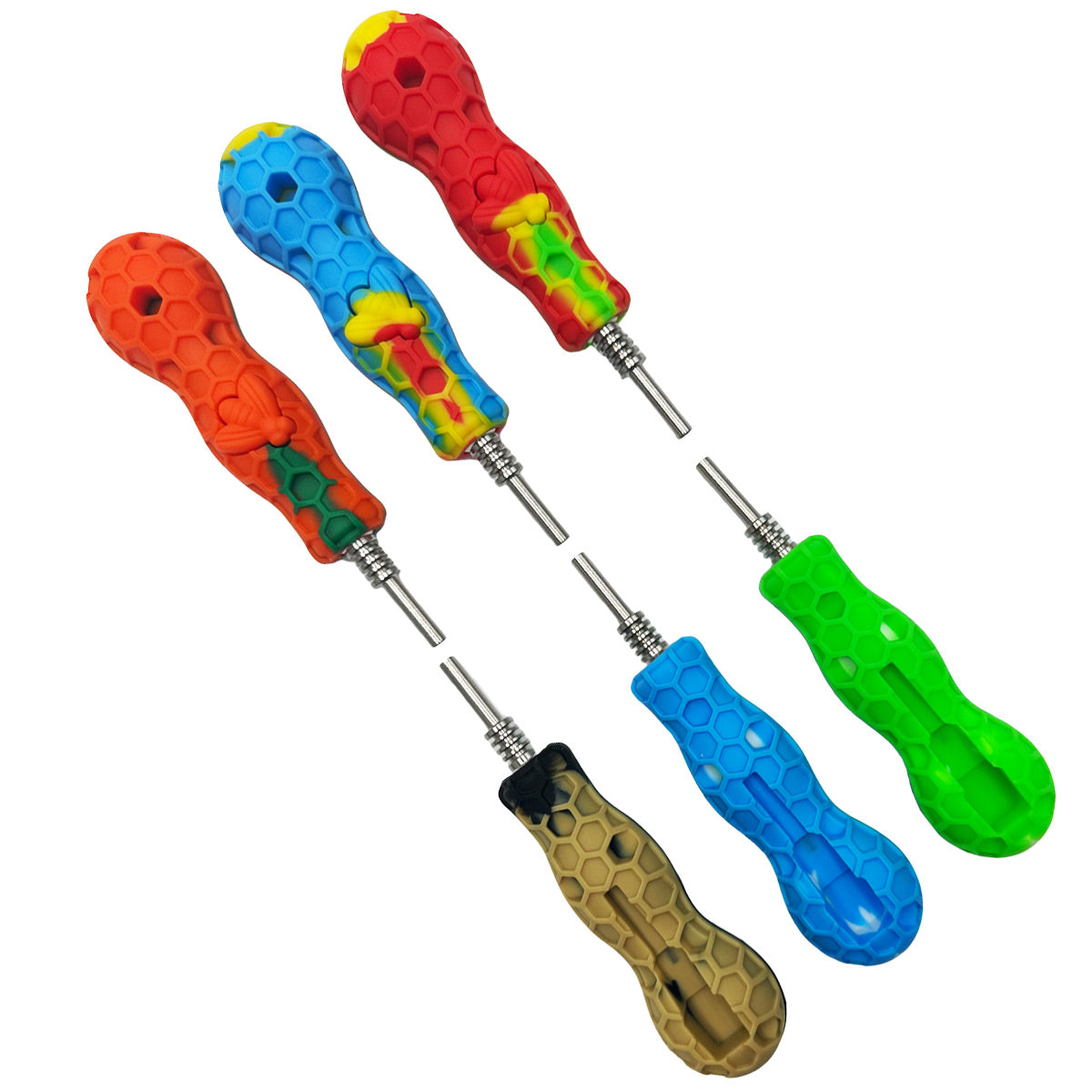 4.5" 10mm Silicone Pocket Nectar Collector w/ Bee - Choose Your Tips - Assorted Colors [NC-S-60B]