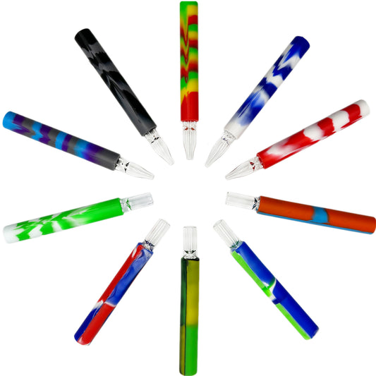 5" Silicone Dual-Use Flower Hand Pipe & Dab Straw w/ Reversible Tip - Now 11 Colors! [NC-S-61]