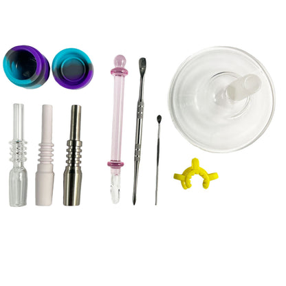 15" 14mm Glass Nectar Collector w/ Dual Perc's & Accessories - Aficionado Line #6 [NC-G-63B]