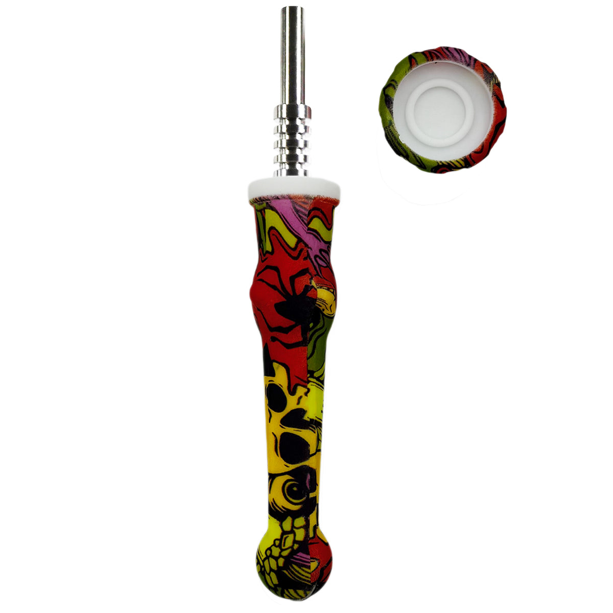 7.5" Sil. Nectar Collector Straw w/ 14mm Nail & Dab Dish - Choose Between 3 Tips & Over 30 Prints! [NC-S-7B]