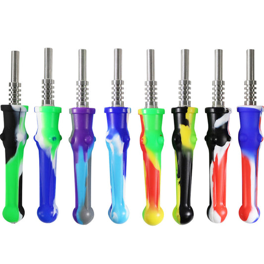 7.5" Sil. Nectar Collector Straw w/14mm Nail & Dab Dish  16 Colors! Choose You Tips [NC-S-7A]