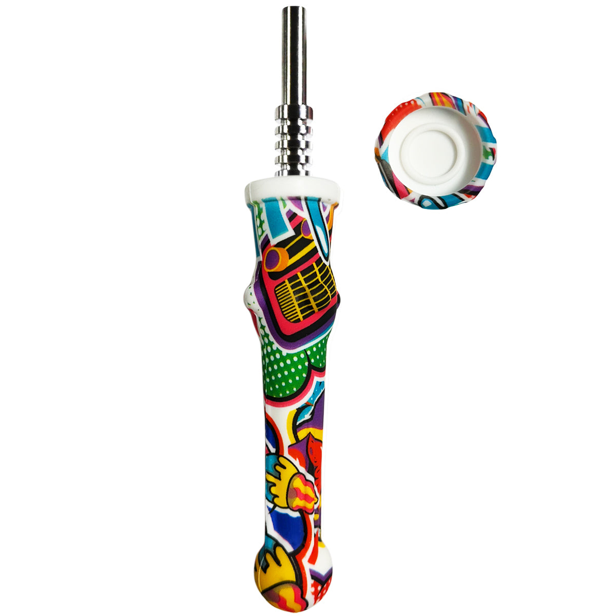 7.5" Sil. Nectar Collector Straw w/ 14mm Nail & Dab Dish - Now Over 20 Prints! [NC-S-7B]