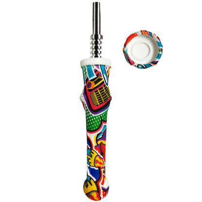 7.5" Sil. Nectar Collector Straw w/ 14mm Nail & Dab Dish - Now Over 20 Prints! [NC-S-7B]