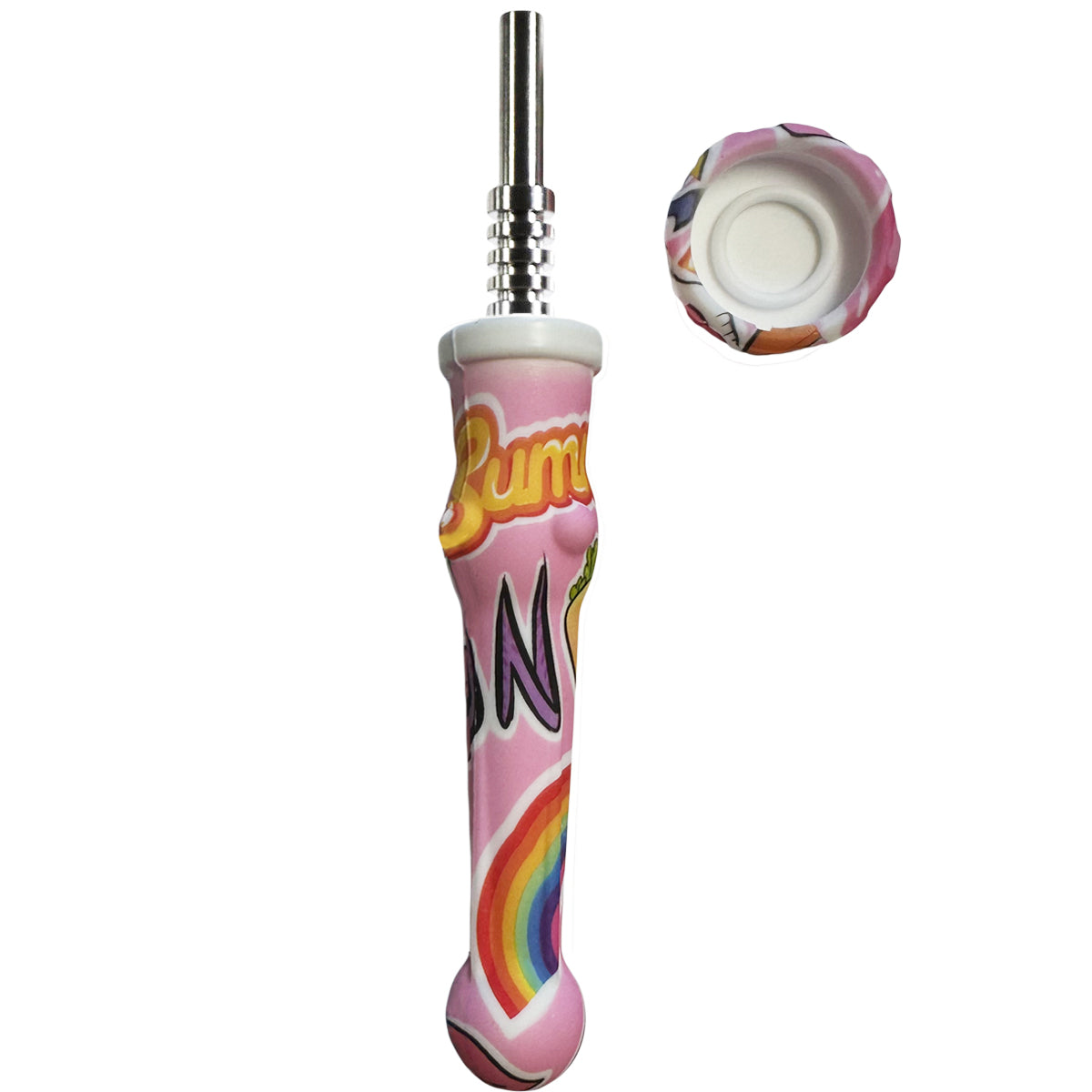 7.5" Sil. Nectar Collector Straw w/ 14mm Nail & Dab Dish - Now Over 20 Prints! [NC-S-7B]