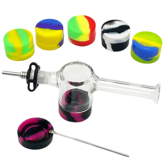 5.75" 10mm Nectar Collector w/ Nail, K. Clip, Reclaim Catcher, Lid & Dab Tool - Assorted Colors [NC-G-82A]