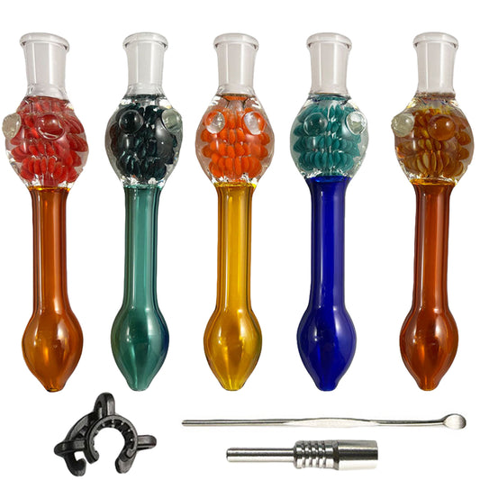 6" 10mm Glass Nectar Collector w/ Ti Tip, K. Clip Dab Tool & Container - Now in 5 Colors! [NC-G-83]