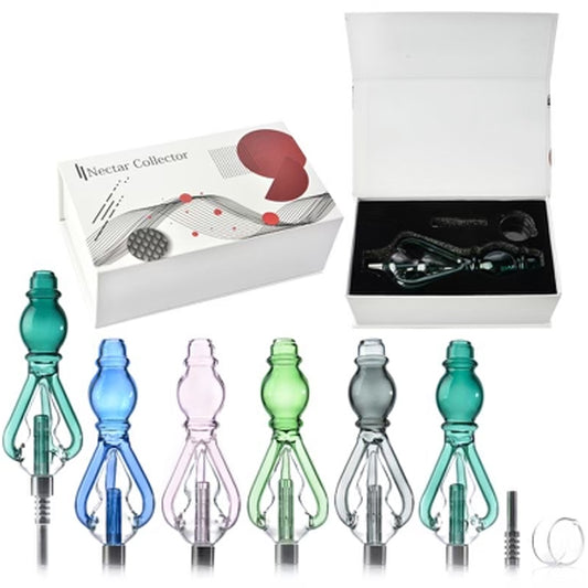 9.5" 510 Threaded Ceramic Recycler Nectar Collector Set - Gift Box - Assorted Colors [NC-G-94B]