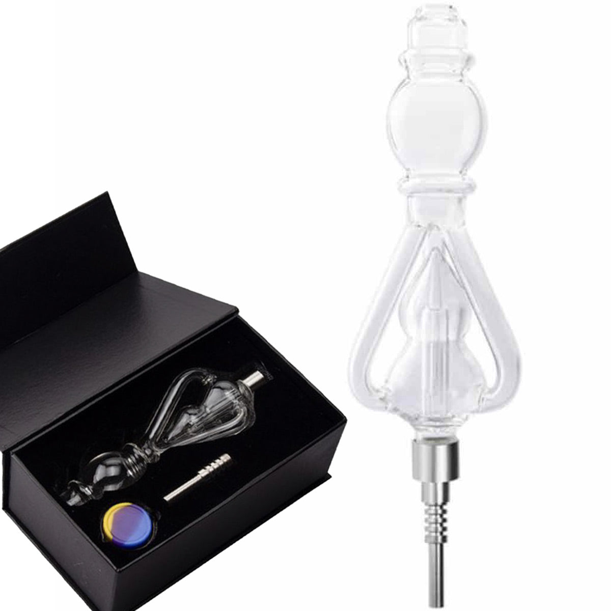 9.5" 510 Threaded G2 Titanium Tip Recycler Nectar Collector Set - Gift Box [NC-G-94]